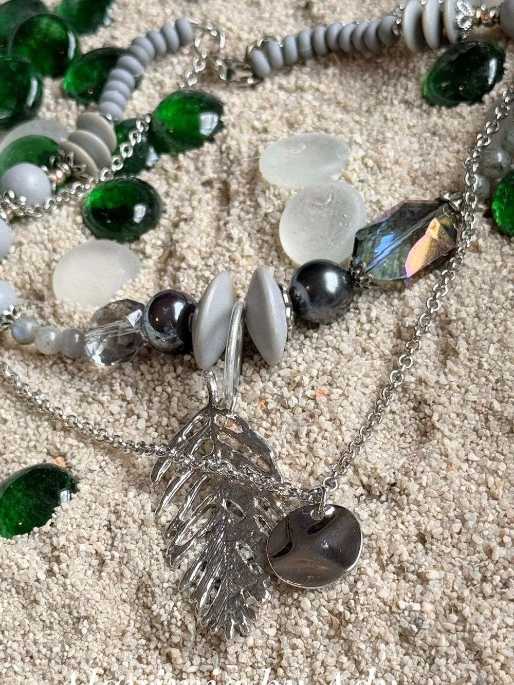 Layered + labradorite choker short statement and long XL SILVER CHAIN necklace